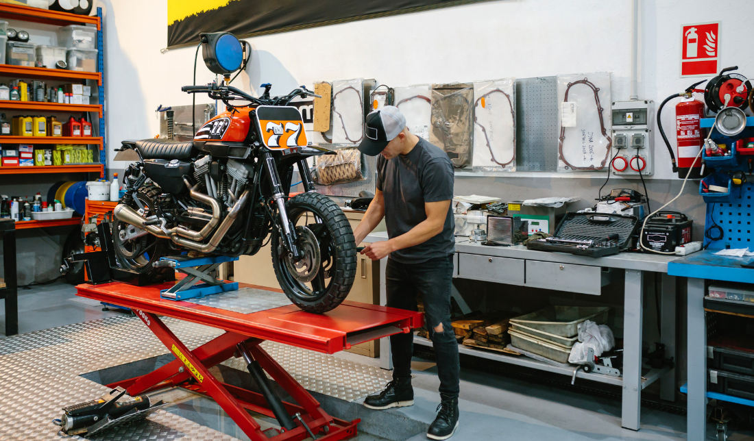 vintage motorcycle with a custom paint job