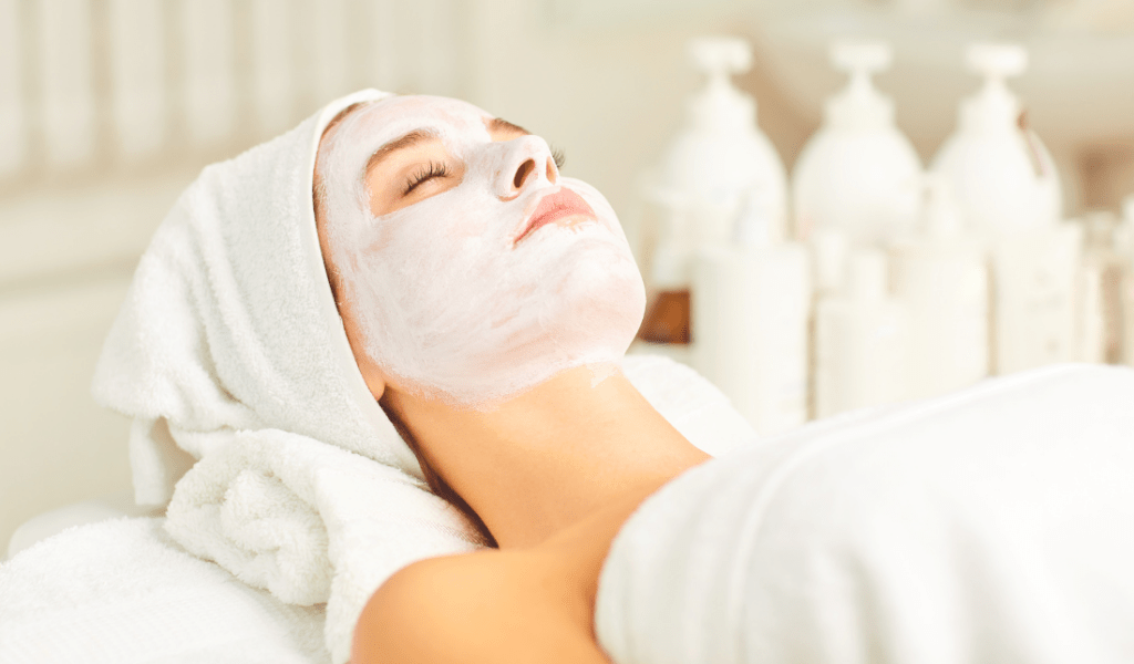 woman in a spa with a beauty mask