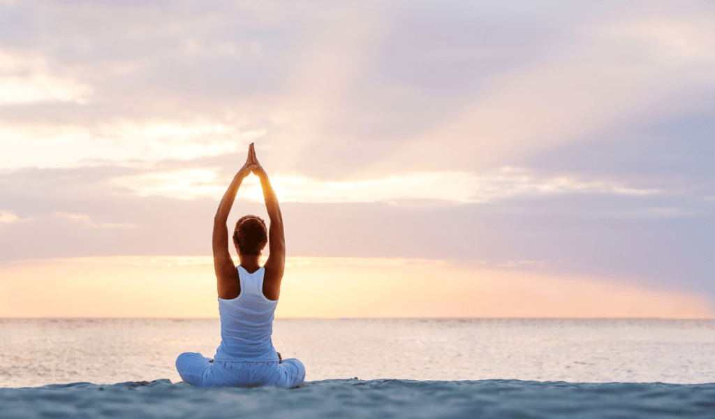woman practicing yoga
