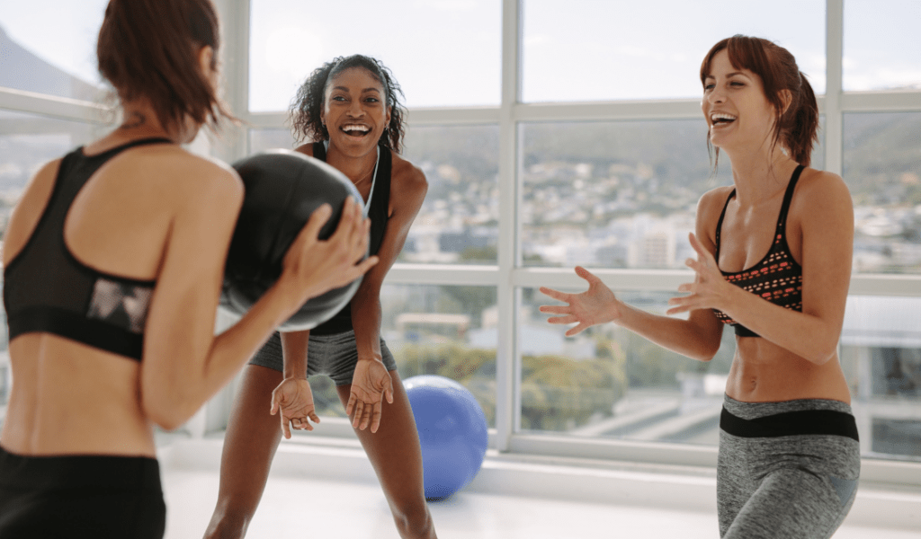 working out with branded fitness products and accessories