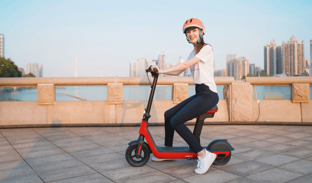 young person having fun on a hoverboard or electric scooter