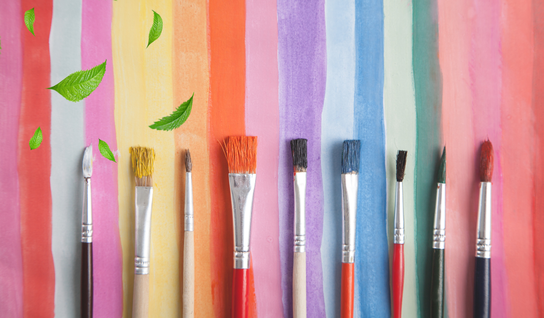 paintbrush with a leaf