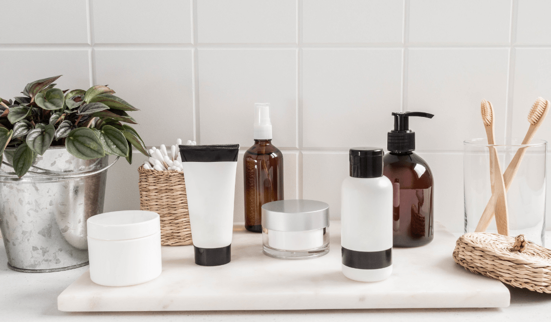 skincare products and happy customers