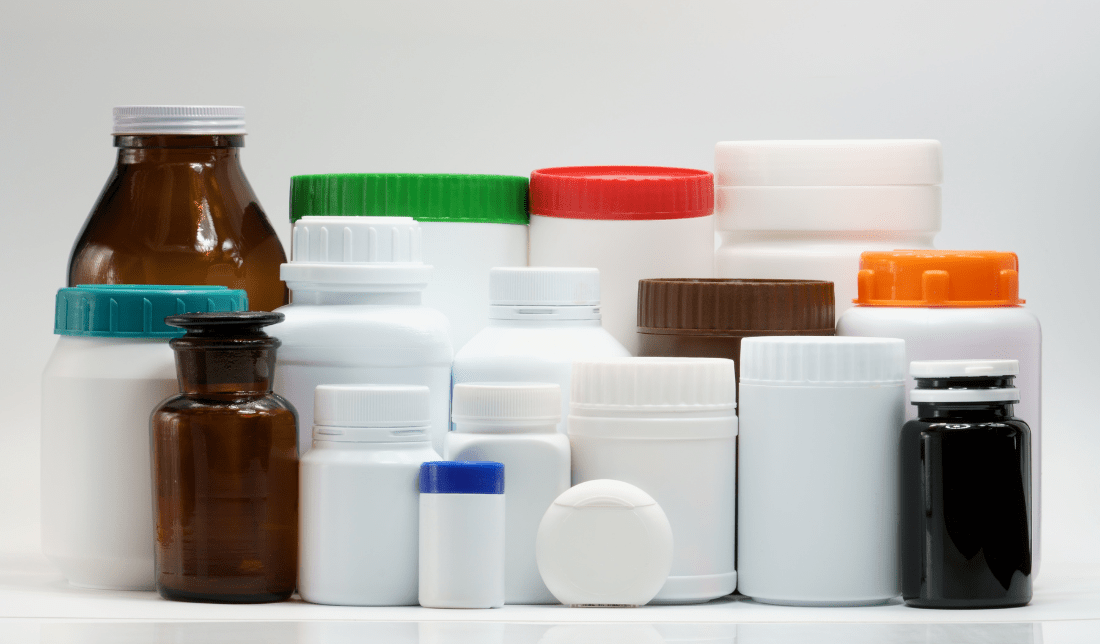 various supplement bottles and packaging