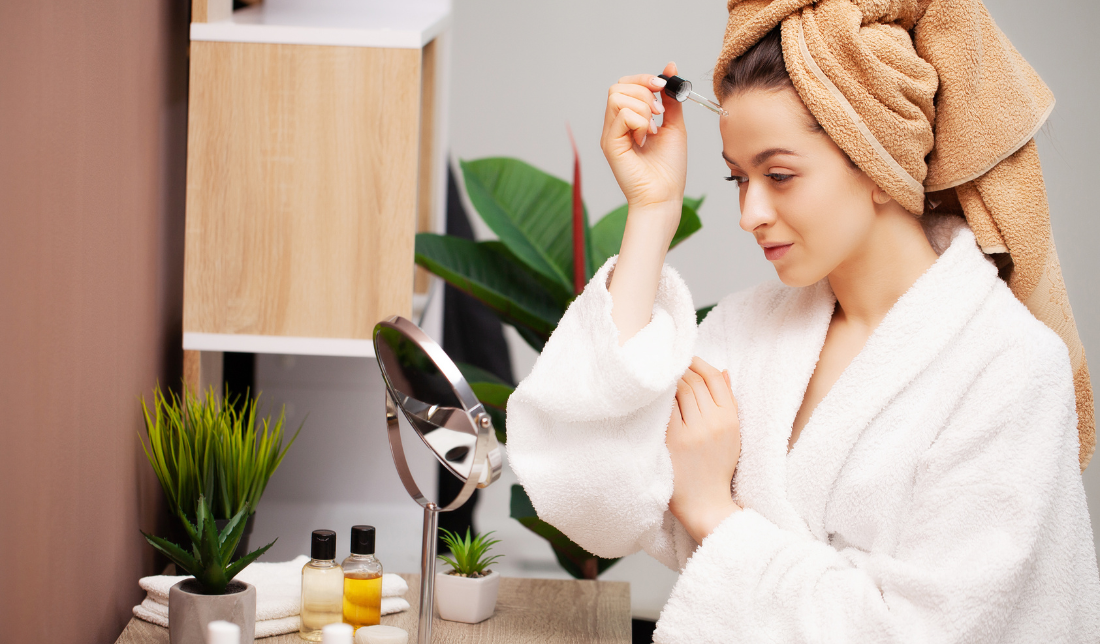 woman taking a shower
